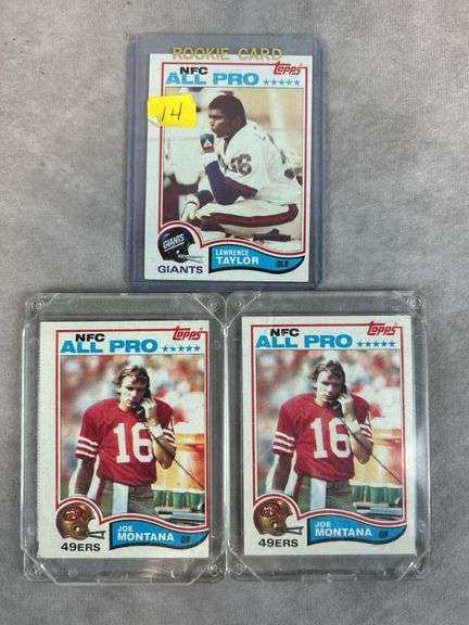 Lawrence Taylor - Rookie card 1982 plus 2 Joe Montana 1982 cards