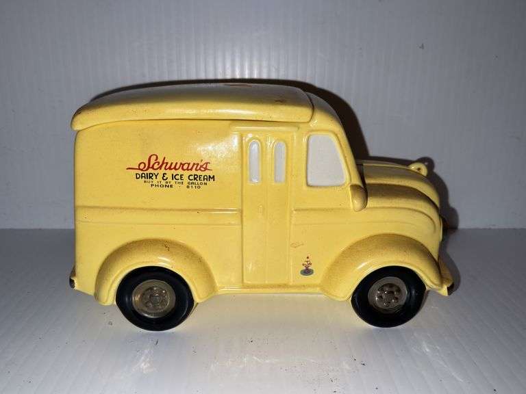 Ceramic Schwan’s Ice Cream Truck Jar