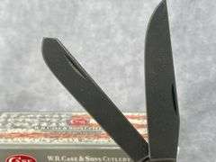 2015 CASE XX BURNT CREAM BONE TRAPPER WITH DAMASCUS BLADE