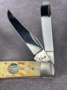 2014 CASE XX NATURAL BONE MINI TRAPPER, BARN SHIELD, LEATHER SHEATH