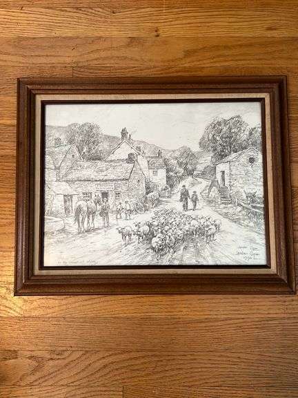 Leslie Cope “In the Heart of Wales” signed pencil sketch - Kaufman