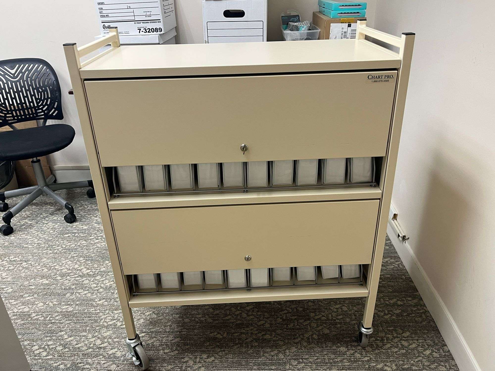 Metal Chart Cart w/ Binders