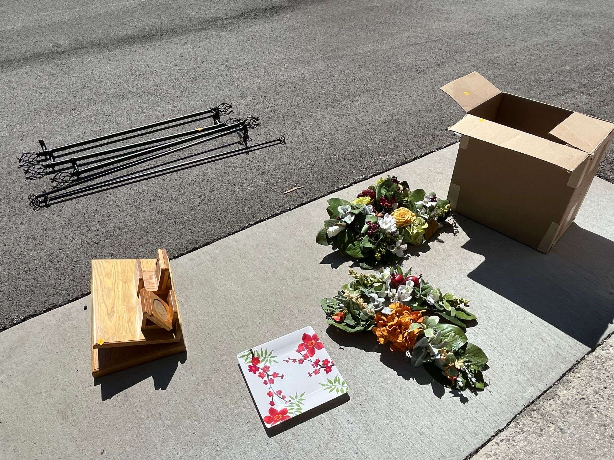 Curtian Rods, Coasters, Wash Basin, Floral Decor, Oak Recipe Book Holder, Etc.