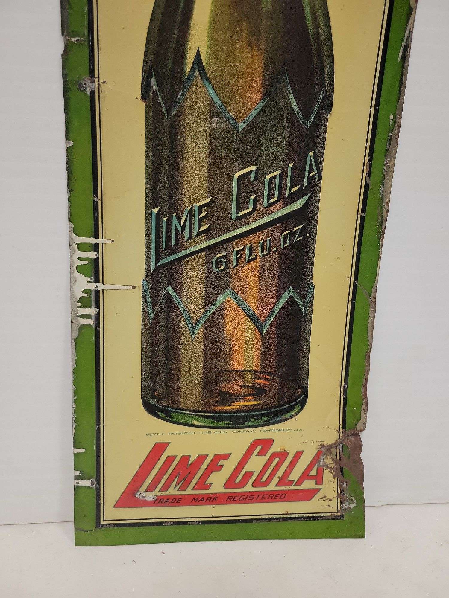 Metal Lime Cola sign/ 10x27.5 - Kaufman Realty & Auctions