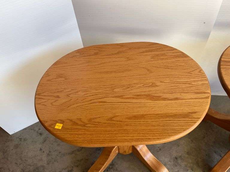 2 Oak Pedestal Side Tables