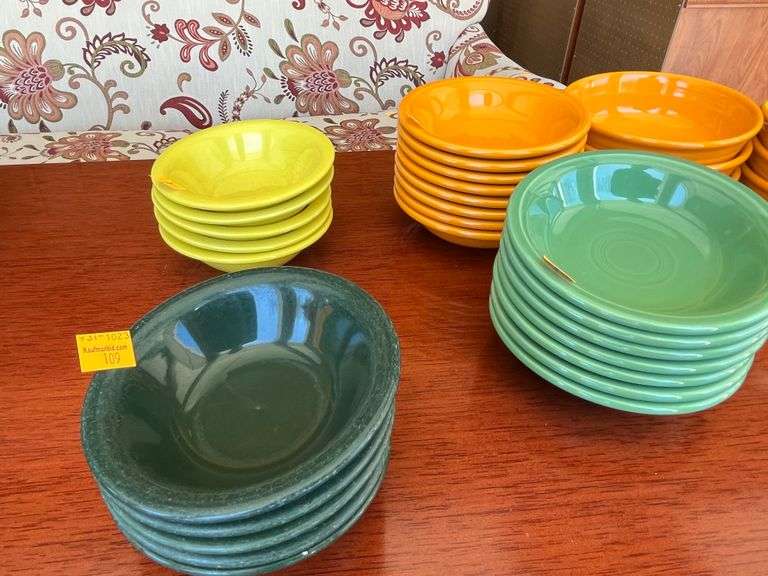 Orange Fiesta Cereal Bowls, Yellow & Green China Bowls