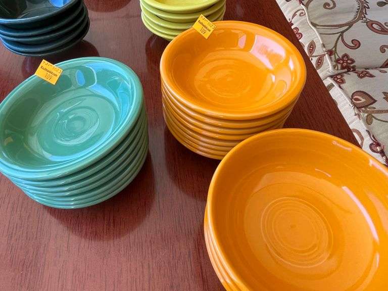 Orange Fiesta Cereal Bowls, Yellow & Green China Bowls
