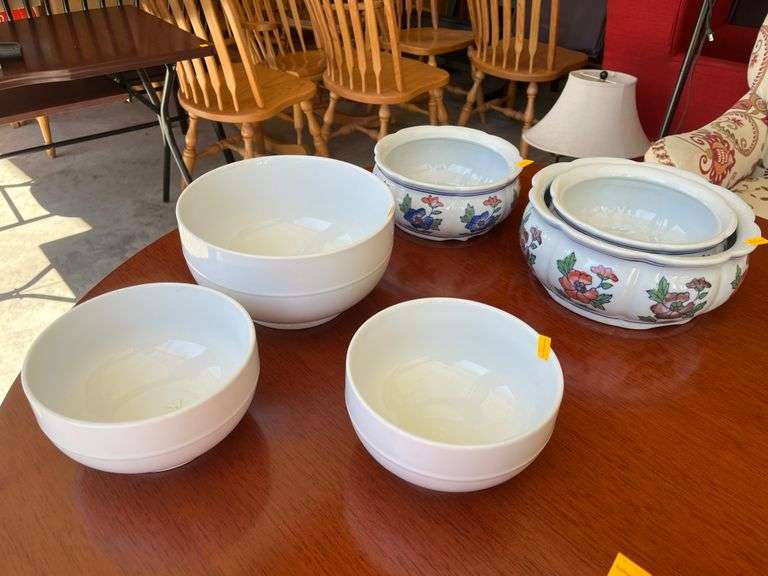 Canopy Bowls, Johan Haviland Saucers, & Made in China Bowls