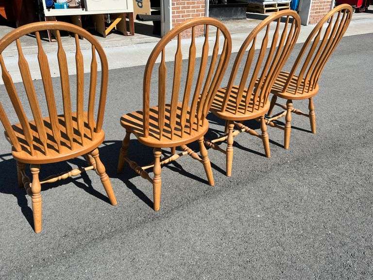 4 Oak Slatback Chairs