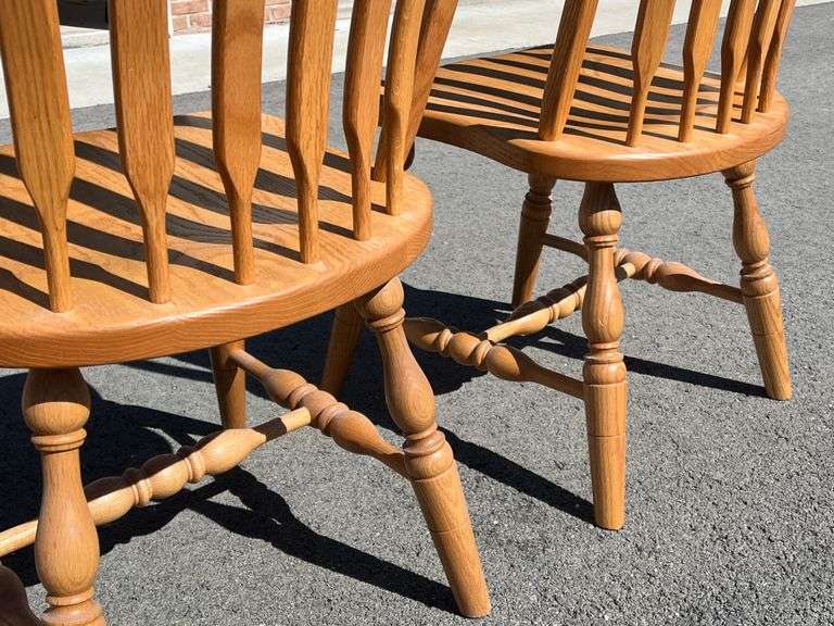 4 Oak Slatback Chairs