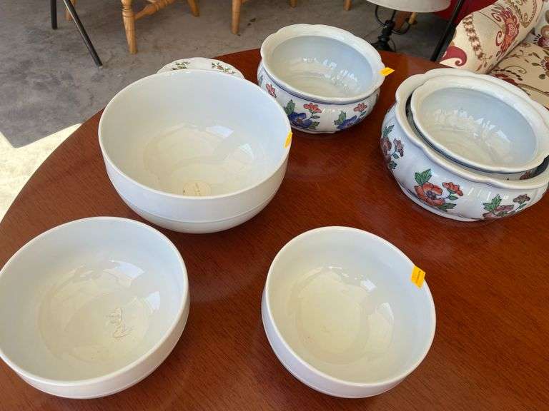 Canopy Bowls, Johan Haviland Saucers, & Made in China Bowls