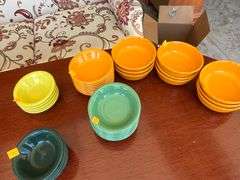 Orange Fiesta Cereal Bowls, Yellow & Green China Bowls