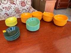 Orange Fiesta Cereal Bowls, Yellow & Green China Bowls