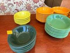 Orange Fiesta Cereal Bowls, Yellow & Green China Bowls
