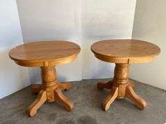 2 Oak Pedestal Side Tables