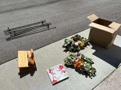 Curtian Rods, Coasters, Wash Basin, Floral Decor, Oak Recipe Book Holder, Etc.