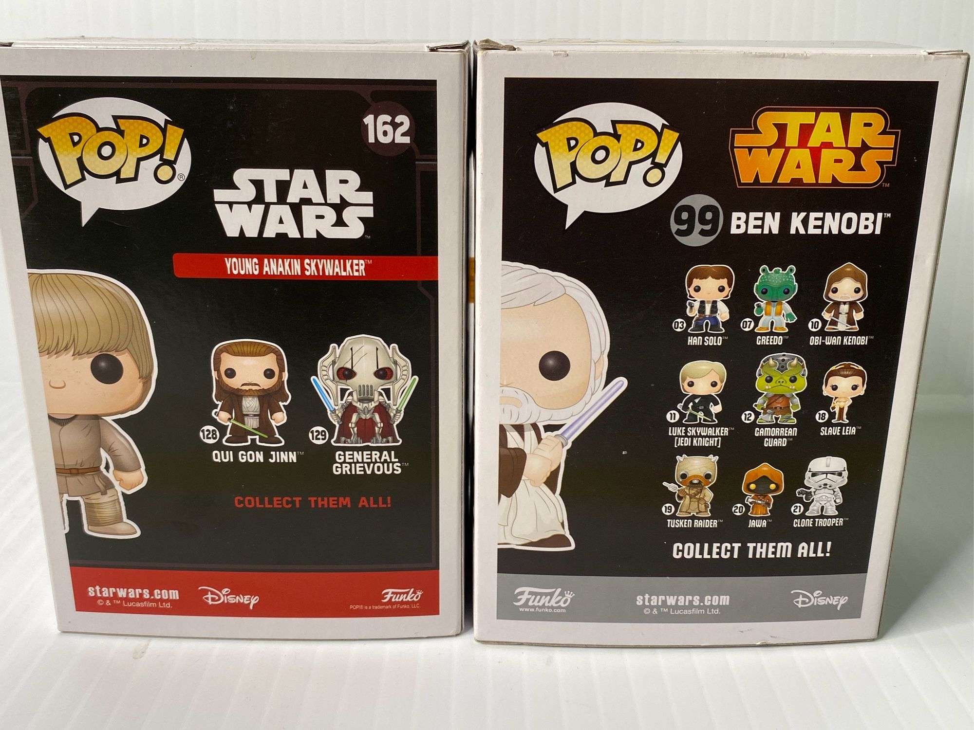 Star Wars Funko Pops Young Anakin Skywalker 162, & Ben Kenobi 99