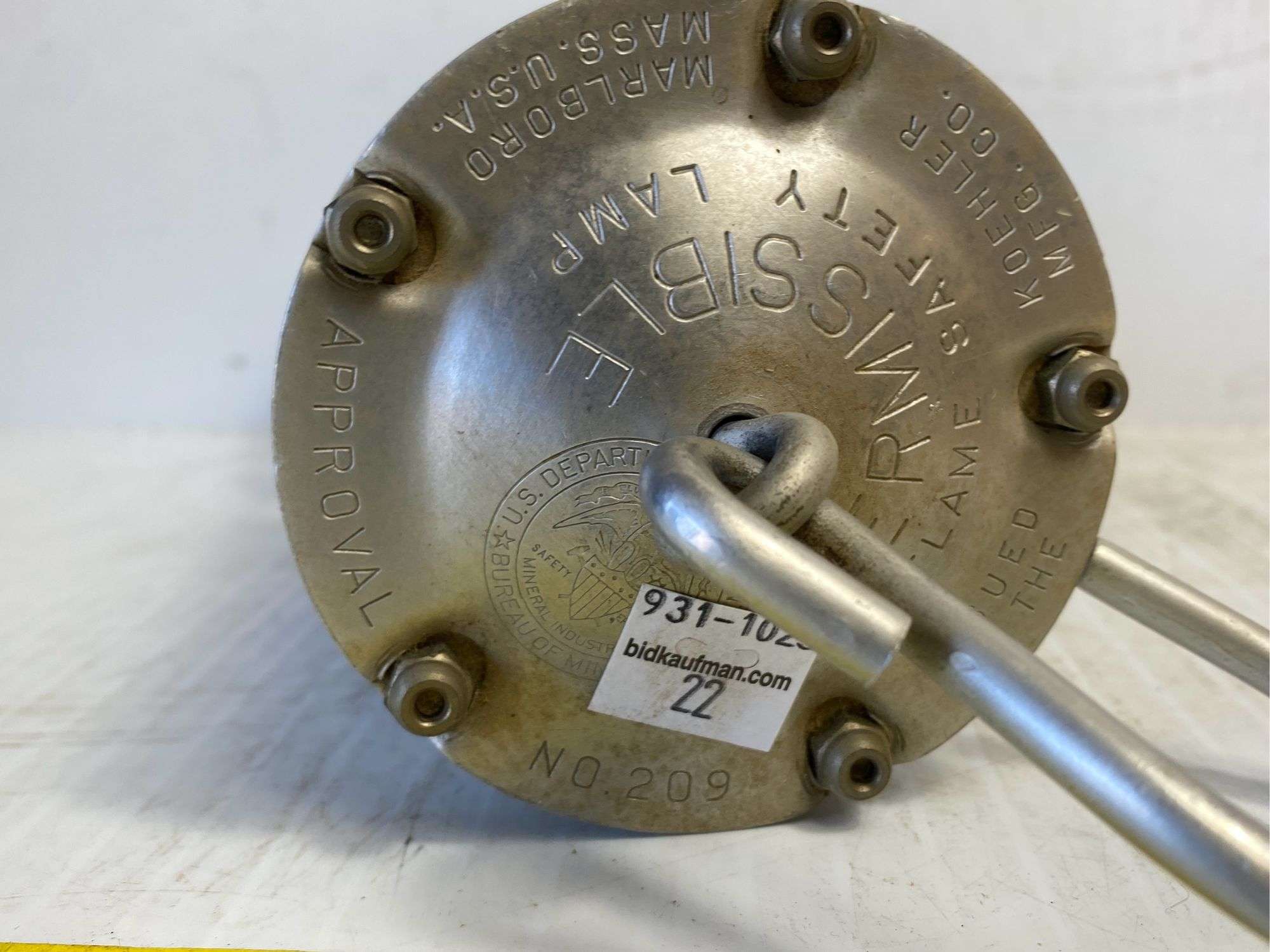 209 KOEHLER Permissible Safety Lamp - Kaufman Realty & Auctions