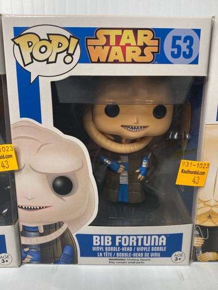 Star Wars Funko Pops Nalan Cheel 52, Bib Fortuna 53