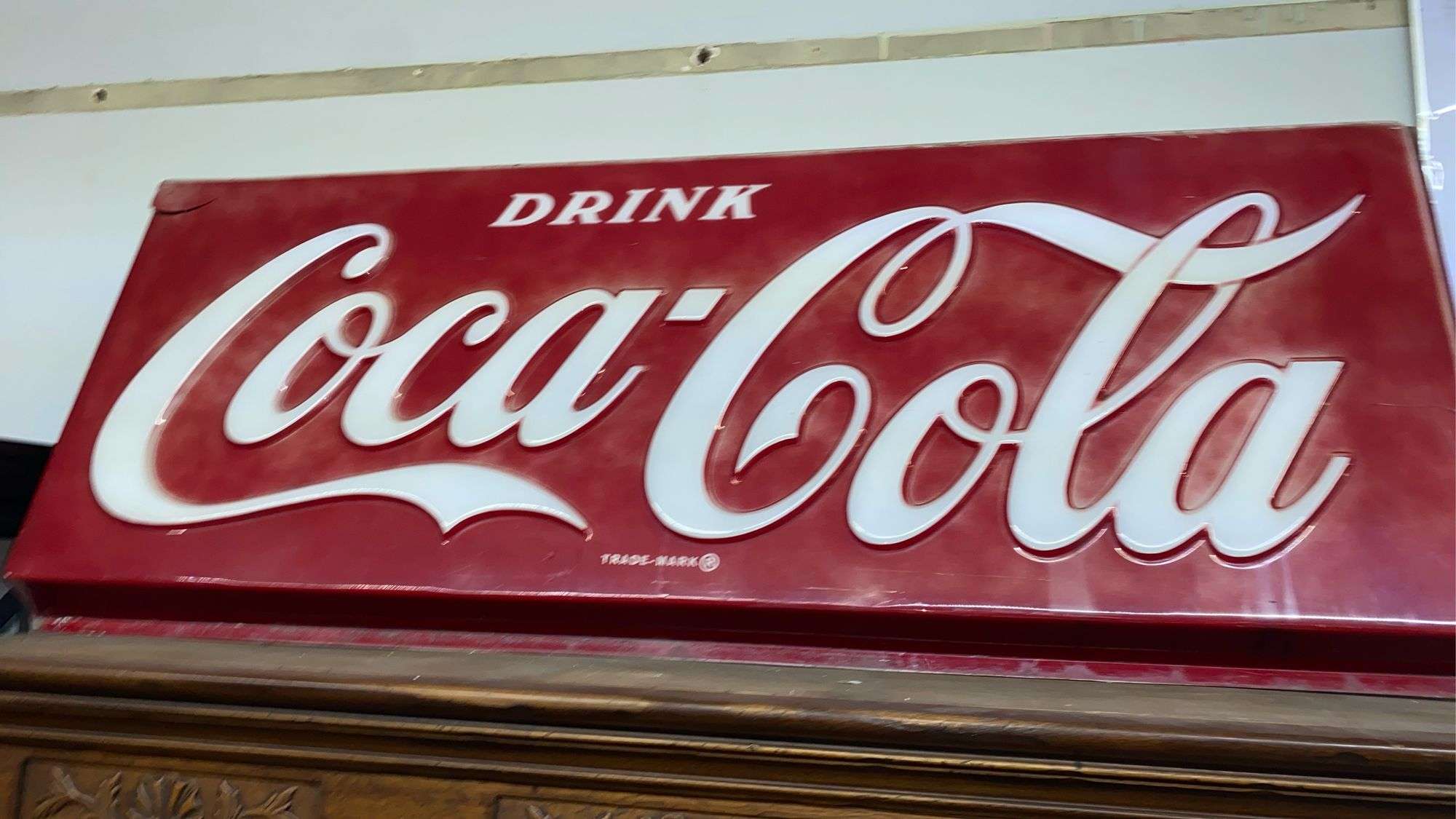 Vintage Plastic Coca Cola Sign - Kaufman Realty & Auctions