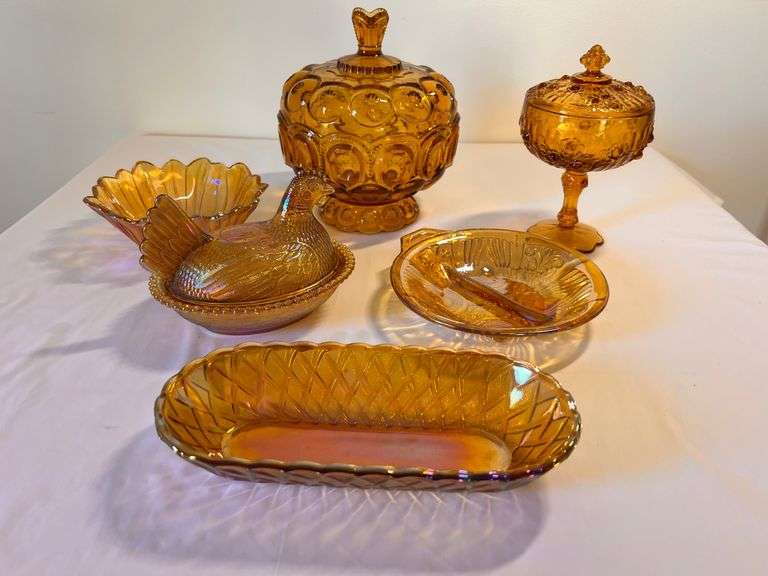 Carnival Glass, Fenton Amber Candy Dish