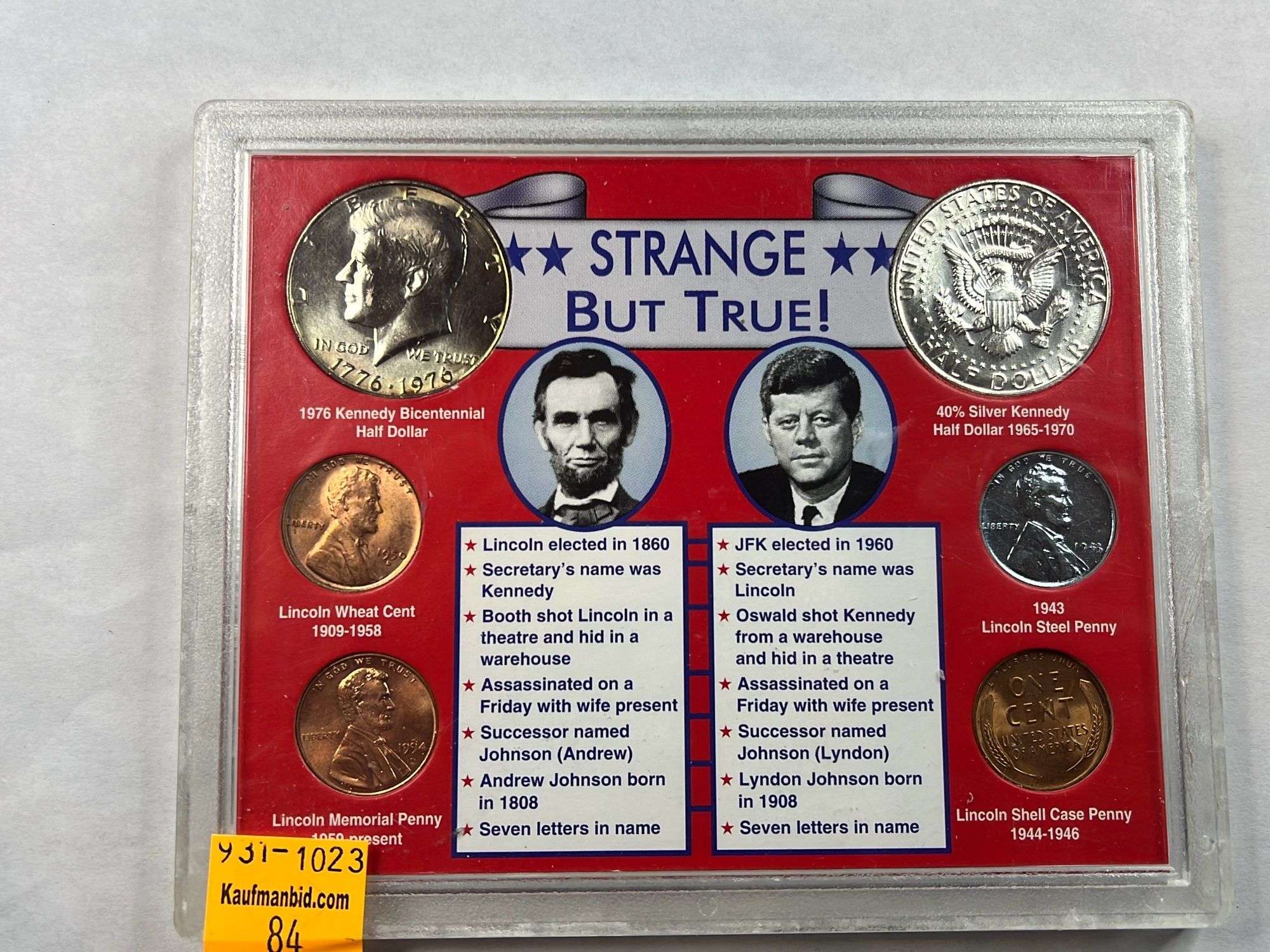 Lincoln/Kennedy Strange but True Coin Set - Kaufman Realty & Auctions