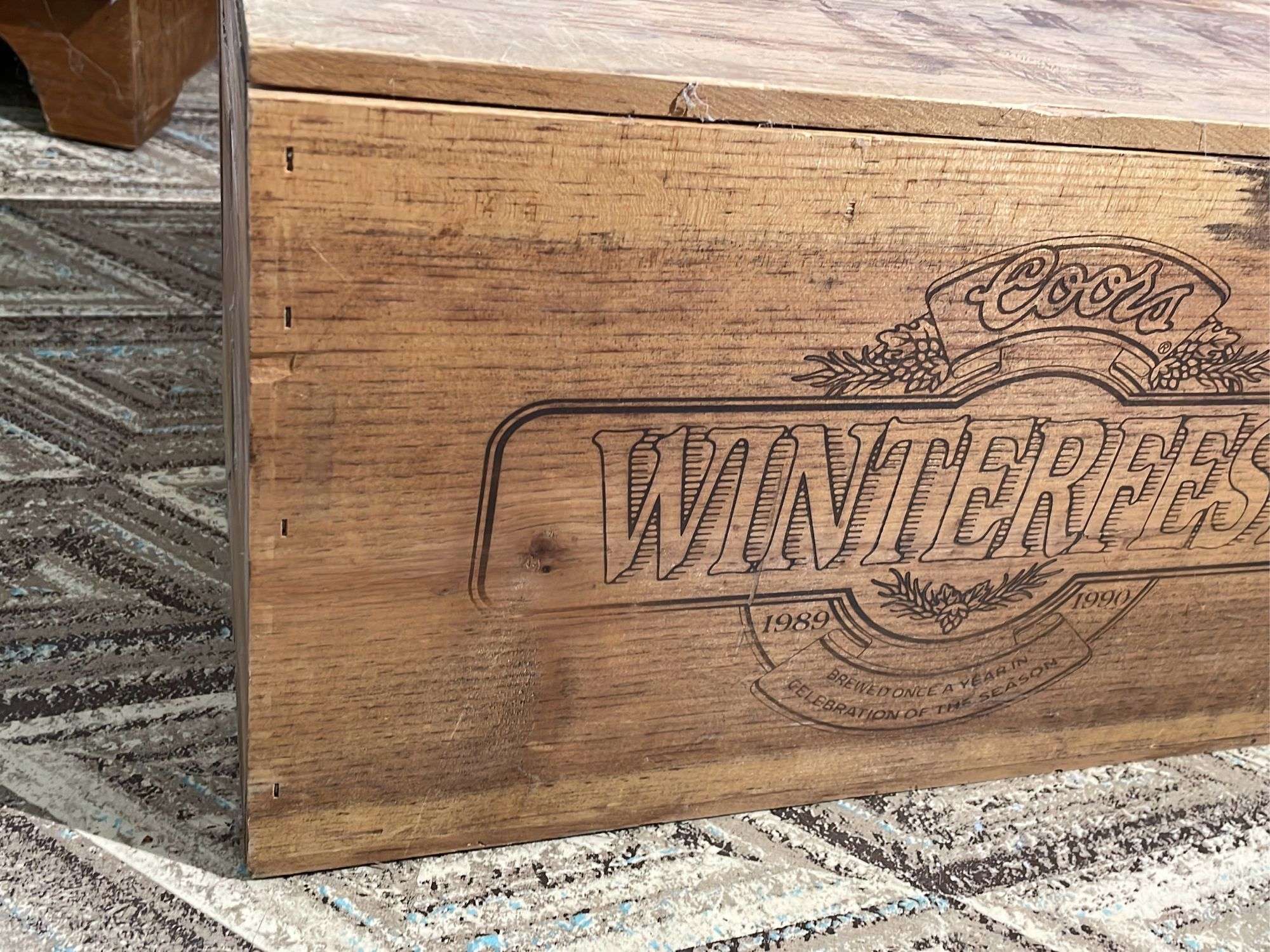 Coors ヴィンテージ木製ボックス Vintage 1989 1990 Coors Winterfest Cedar Wood Beer Crate Box