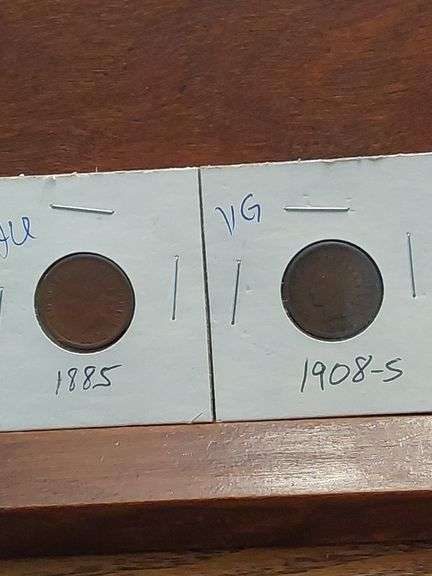 1885 AU, 1908S VG INDIAN HEAD CENTS