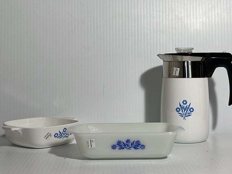 Corning Ware, Coffee Pot, and Dishes