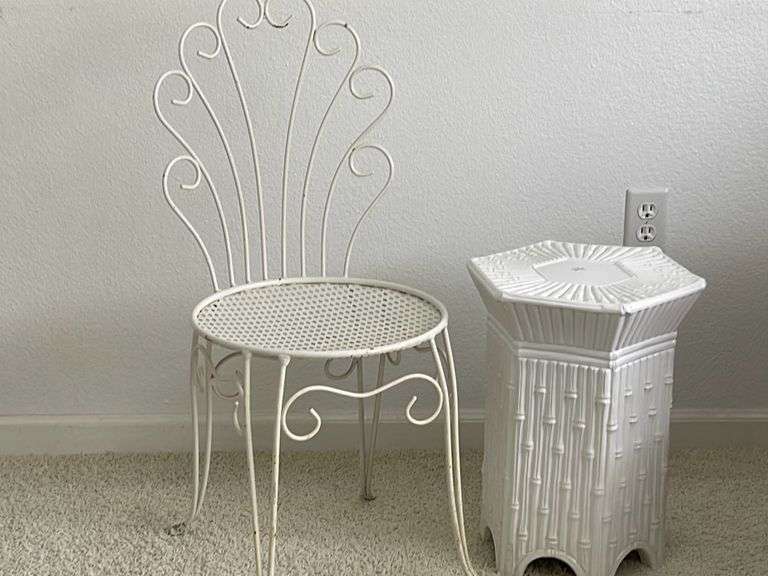 Metal Chair and Glass Stand