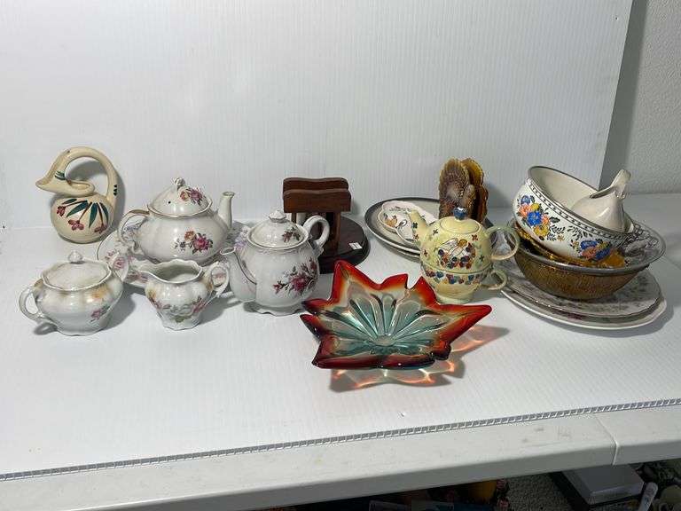 Tea Pots and Assorted Glassware