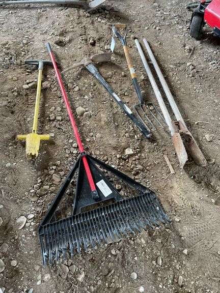 Leaf Rake, Post Hole Digger, Pitch Fork, Digging Iron