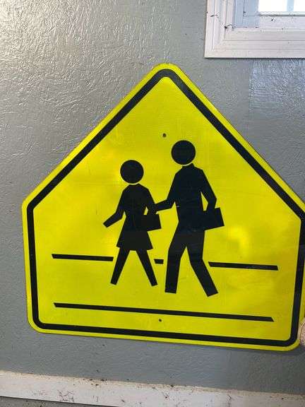 Pedestrian crossing sign 35x36 - Kaufman Realty & Auctions