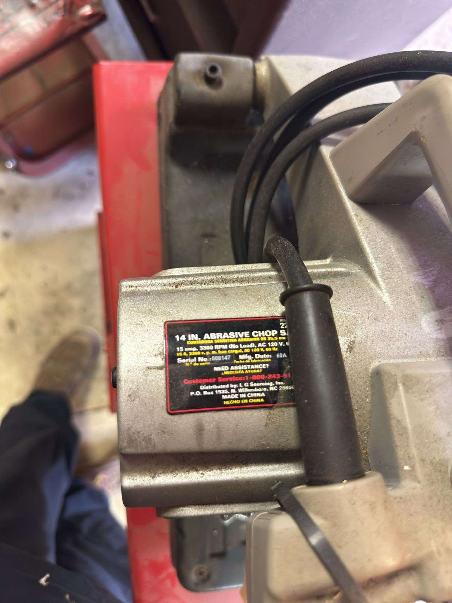 TASK FORCE 14” ABRASIVE CHOP SAW - Kaufman Realty & Auctions