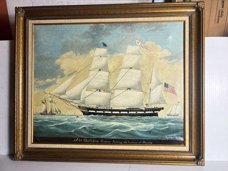 Alex Milliken Commar Entering the harbour of Mobile by Evans M Paule Painting
