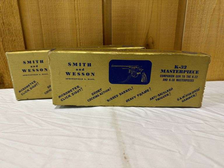 (2) Smith and Wesson K-32 Masterpiece Hand Gun Boxes