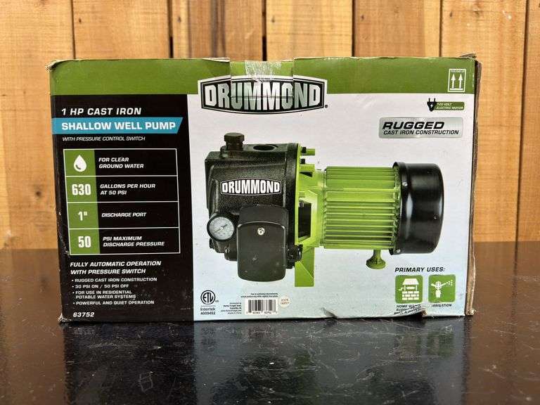 New in Box Drummond 1 HP Cast Iron Shallow Well Pump - Kaufman Realty ...