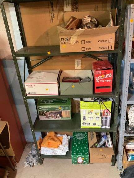 Metal Shelf and Contents