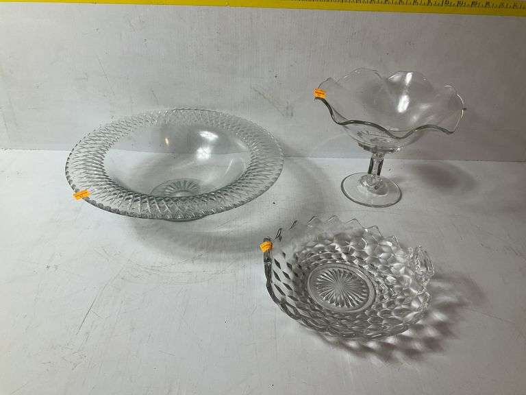 American Fostoria Dish, 2 Clear Crystal Candy Dishes