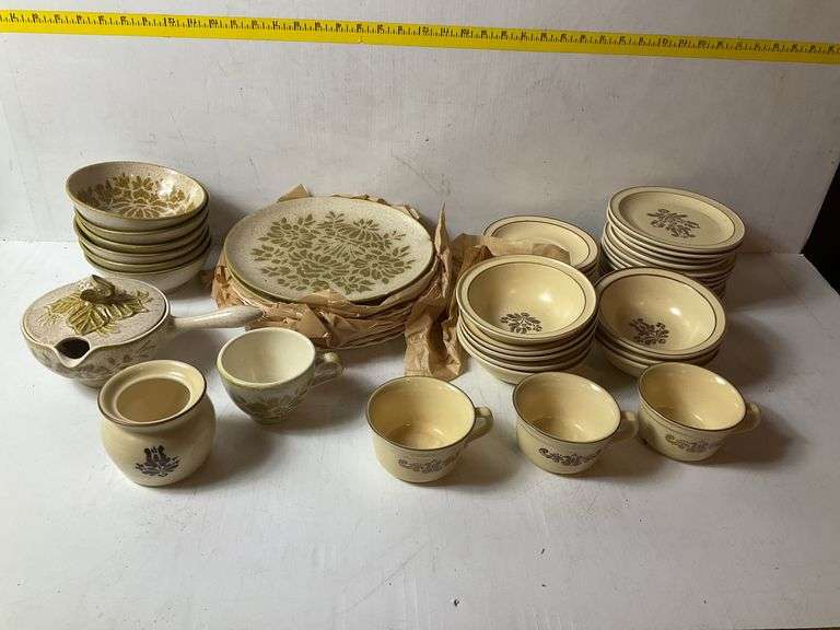 Assortment of Red Wing Damask , Assortment of Pfaltzgraff