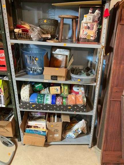 Metal Shelf and Contents