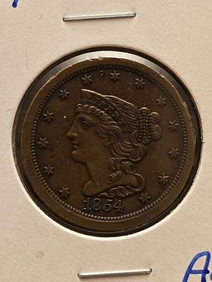 1854 HALF CENT AU BROWN