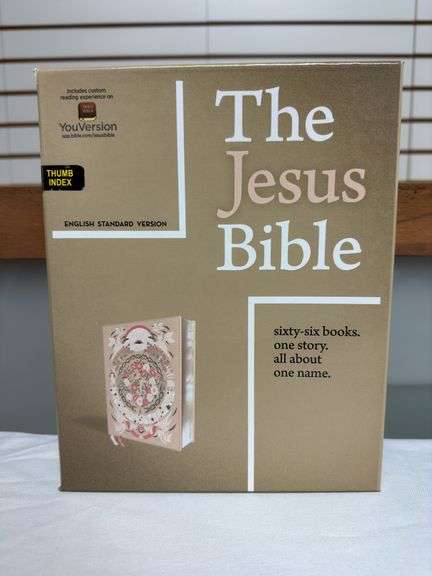 The Jesus Bible ESV Light Peach Floral Leather Soft