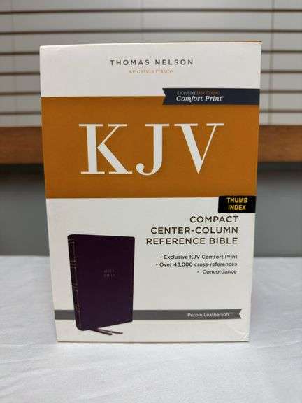 KJV Compact Center-Column Reference Bible Purple Leather Soft