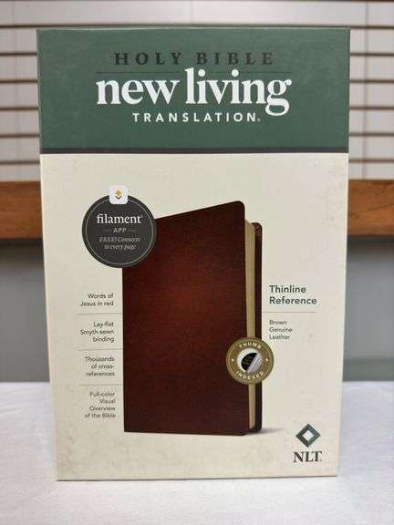 New Living Translation NLT Thinline Reference Bible Brown Genuine Leather
