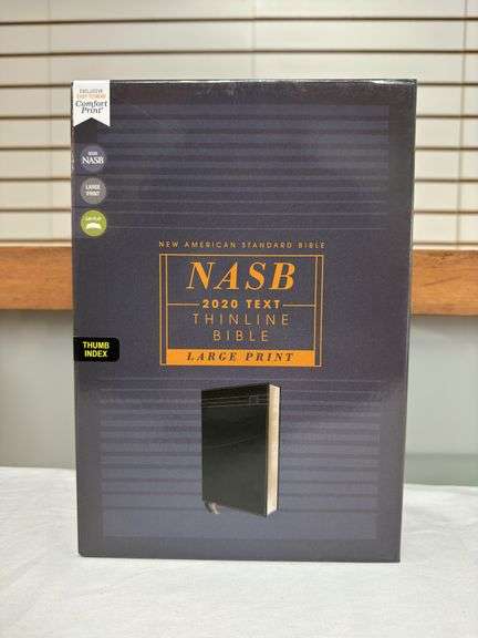 NASB Thin Line Bible Large Print Black Leather Soft
