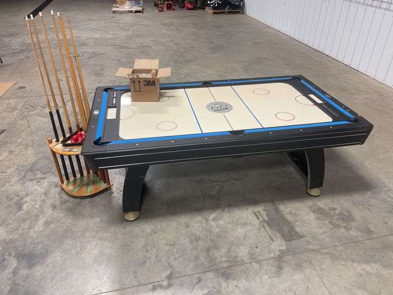 Fat Cat multi game table w/ pool stick rack and balls, air hockey puck ...