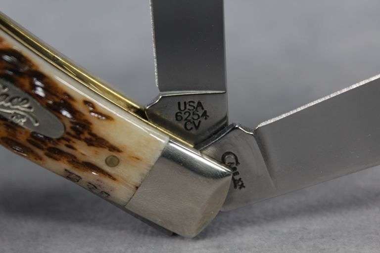 2020 CASE TRAPPER AMBER BONE PEACH SEED JIG HALLOWEEN SCRIMSHAW 6254