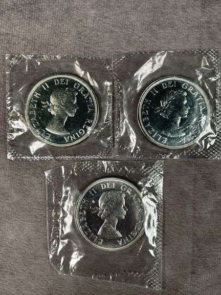 (3) 1964 Proof Canadian Silver Dollars  Rare
