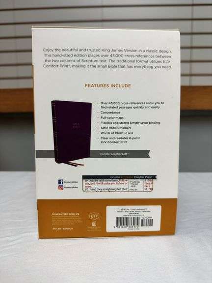 KJV Compact Center-Column Reference Bible Purple Leather Soft